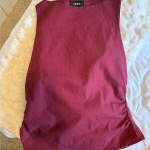 Cider Deep Red Sleeveless Blouse